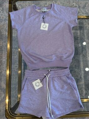 LIVI SIDONIO Lavender Sparkle Short Sleeve Top & Matching Short Set